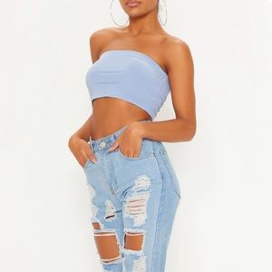 Baby blue slinky tube top